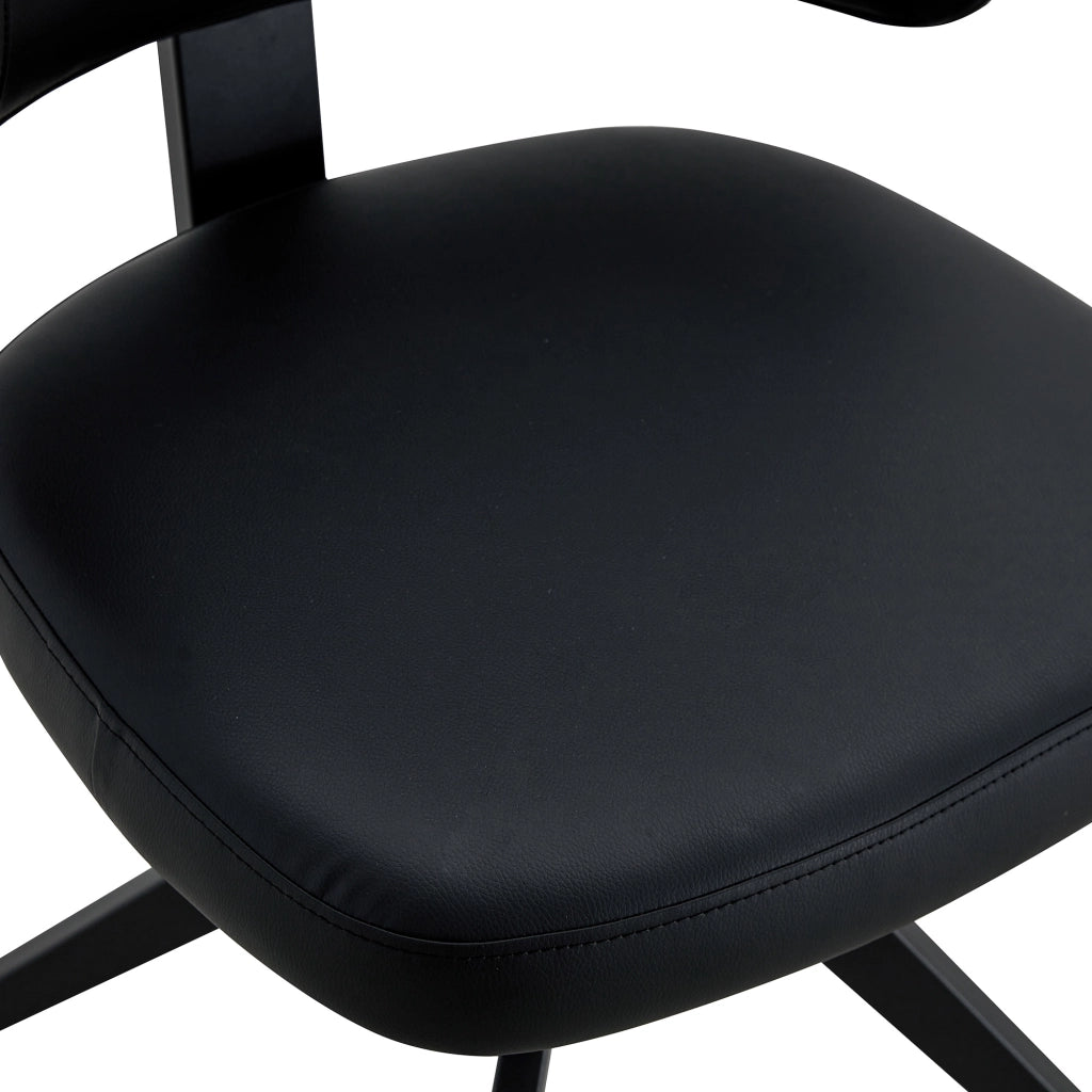 Chaise da sala da pranzo 2 pezzi girevoli con seduta imbottita e schienale curvo in pu e metallo nero
