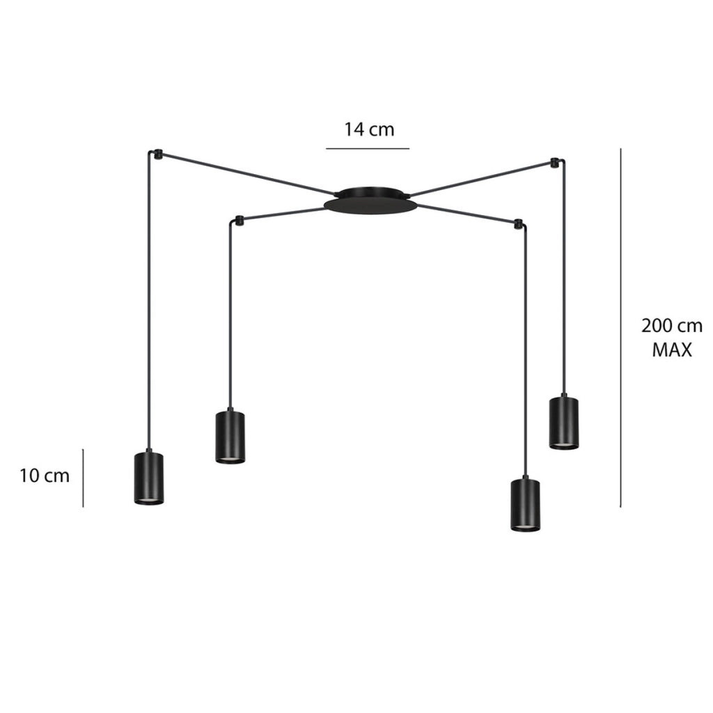 Lampada a sospensione TRAKER con struttura in acciaio nero