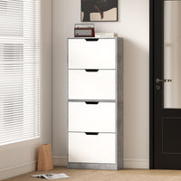 Scarpiera Salvaspazio Moderna 62,5x26x156 cm a 4 Ante per 16 Paia di Scarpe Grigio Cemento