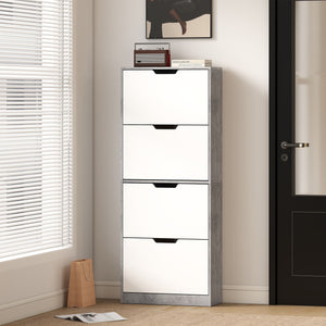 Scarpiera Salvaspazio Moderna 62,5x26x156 cm a 4 Ante per 16 Paia di Scarpe Grigio Cemento