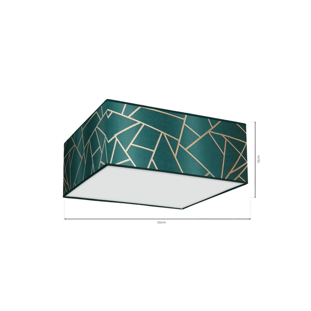 Plafoniera quadrata Milagro Ziggy verde 50 cm 3xE27
