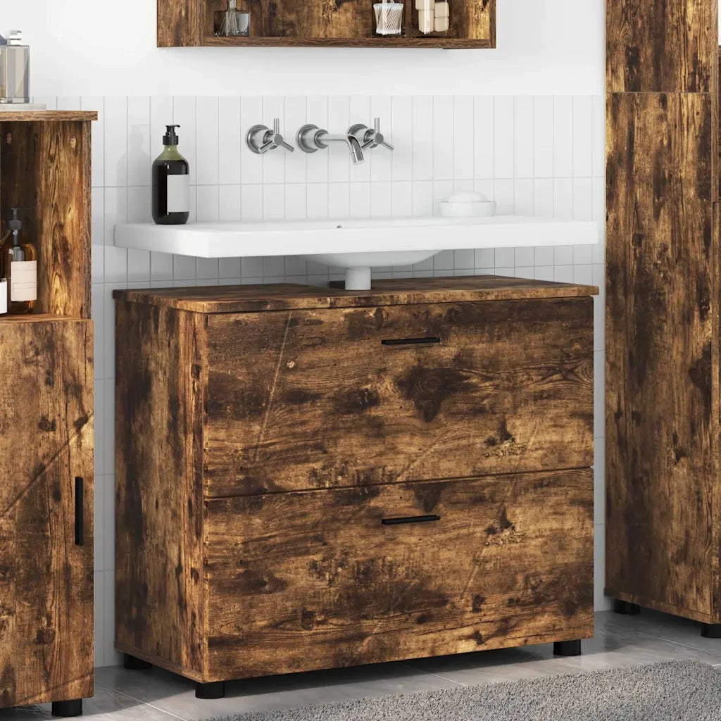 Mobile da Bagno con cassetto Rovere fumé 76,5 x 35 x 64 cm