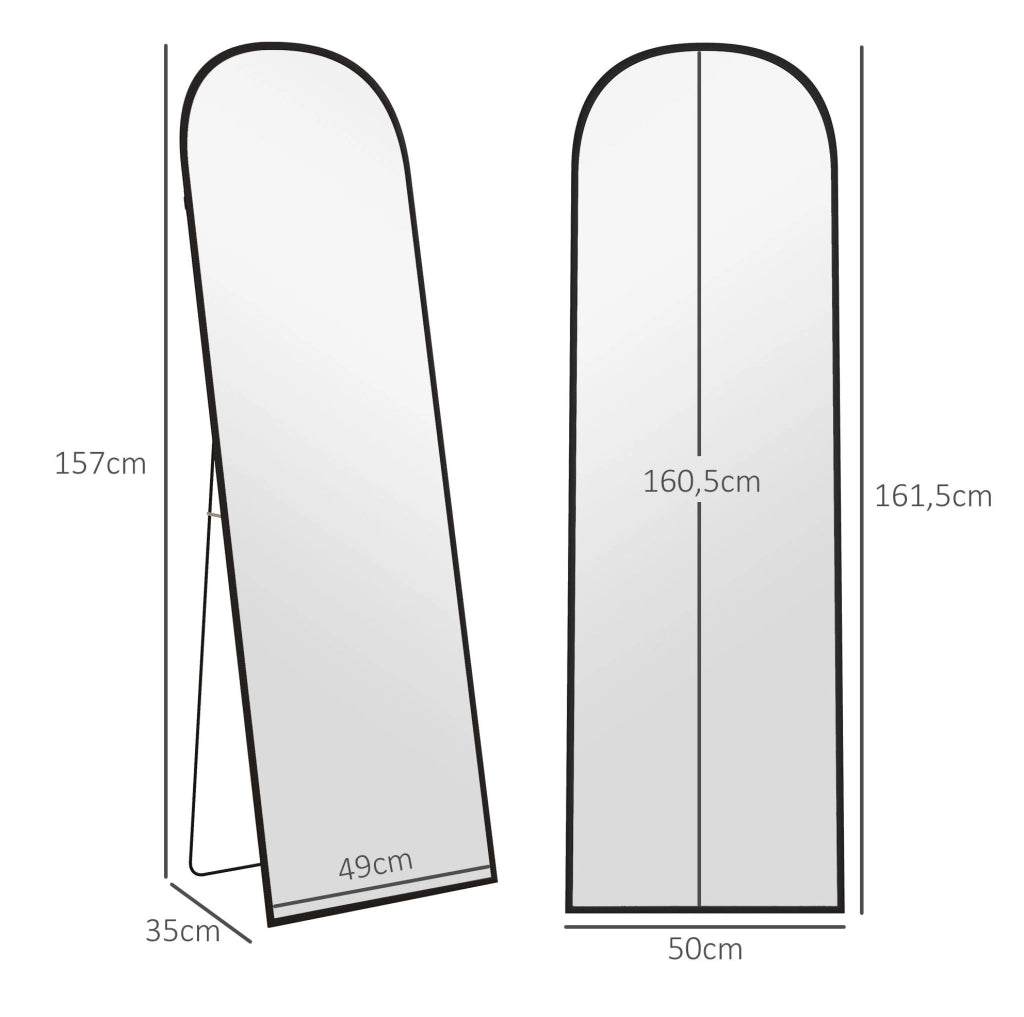 Specchio a figura intera 50 x 161,5 cm con telaio nero