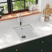 Lavello da Cucina con Foro Troppopieno-Lavandino-Lavabo Bianco in Granito 507845