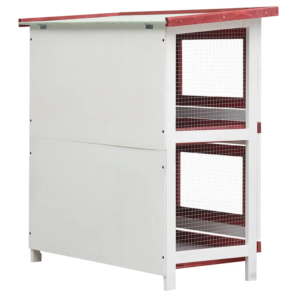 Conigliera per Esterni con 4 Porte Rosso in Legno CFW2282525