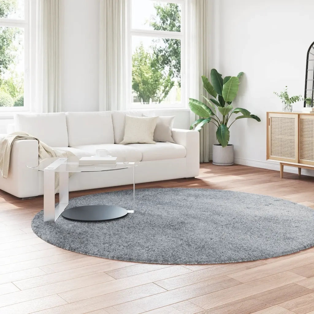 Tappeto Shaggy a Pelo Lungo NAVARRA Grigio Chiaro 240x240 cm 4102930