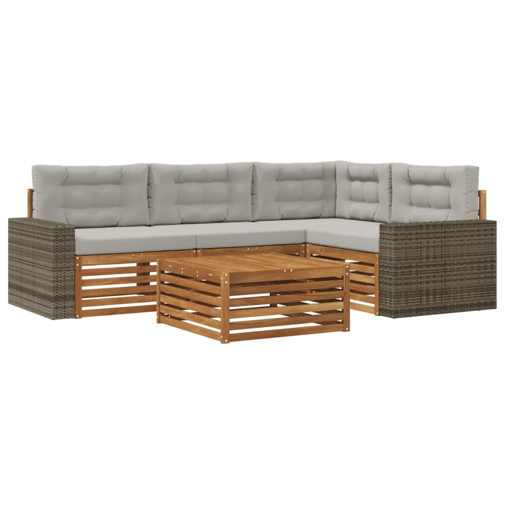 Set di divani da esterno 5 pz Naturale e Grigio Chiaro 3383339