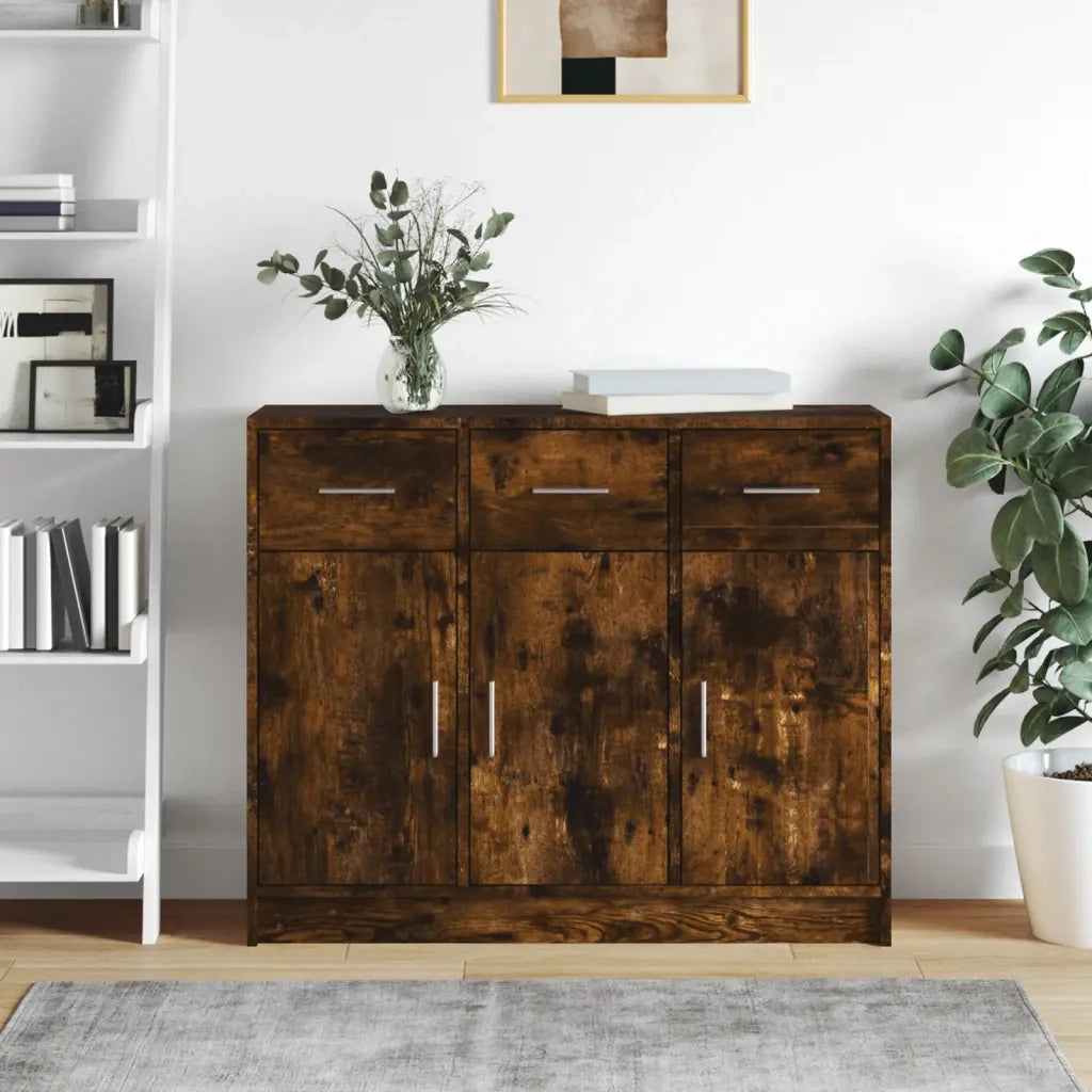 Credenza | Madia | Buffet da pranzo | Armadio da pranzo Rovere Fumo 91x28x75 cm in Legno Multistrato