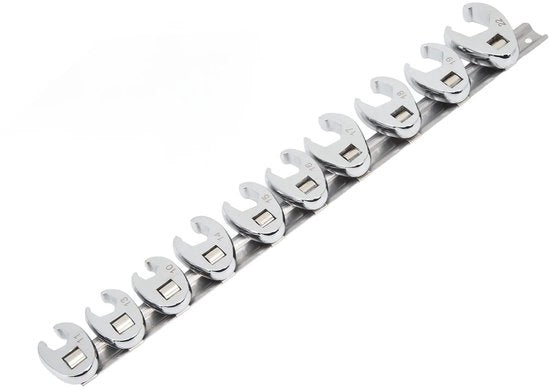 Set di chiavi a forma di corvo - 10 pezzi - Ideale per lavori di riparazione - Argento - Chiavi metriche - Manicotto per manutenzione e riparazione