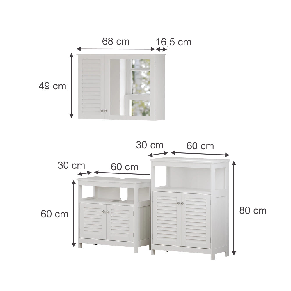 Vicco Set di mobili da bagno Bianco 3 pezzi, opzione 3