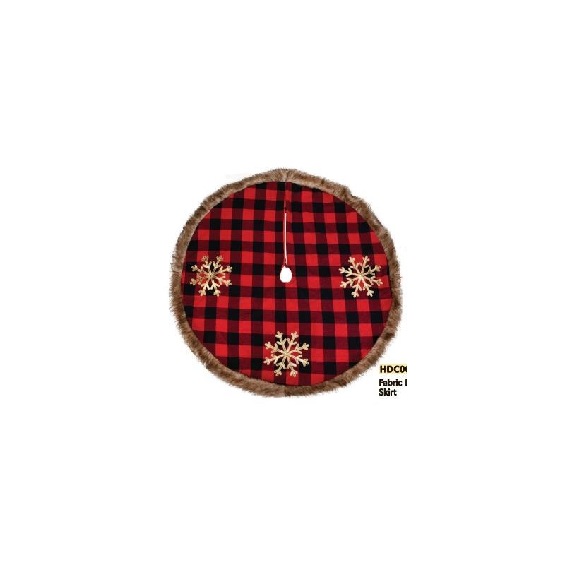 Copribase albero tessuto con fiocchi tartan rosso cm ø120