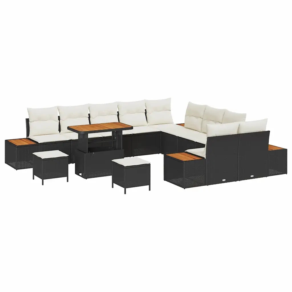 Set Divano da Giardino con cuscino 13 pcs Nero Poly Rattan 3364925