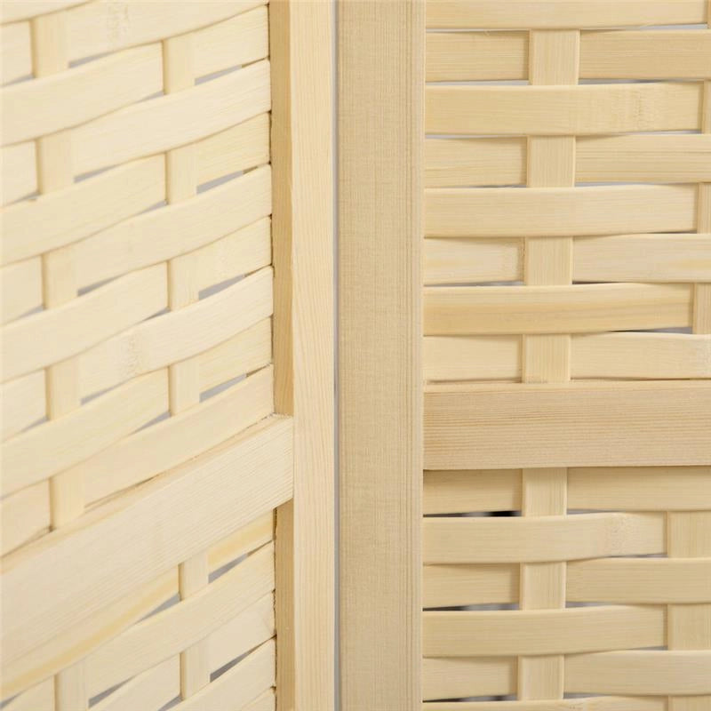 PARAVENTO PIEGHEVOLE  DA INTERNO A 4 ANTE IN LEGNO E BAMBÙ H 170 CM NATURALE