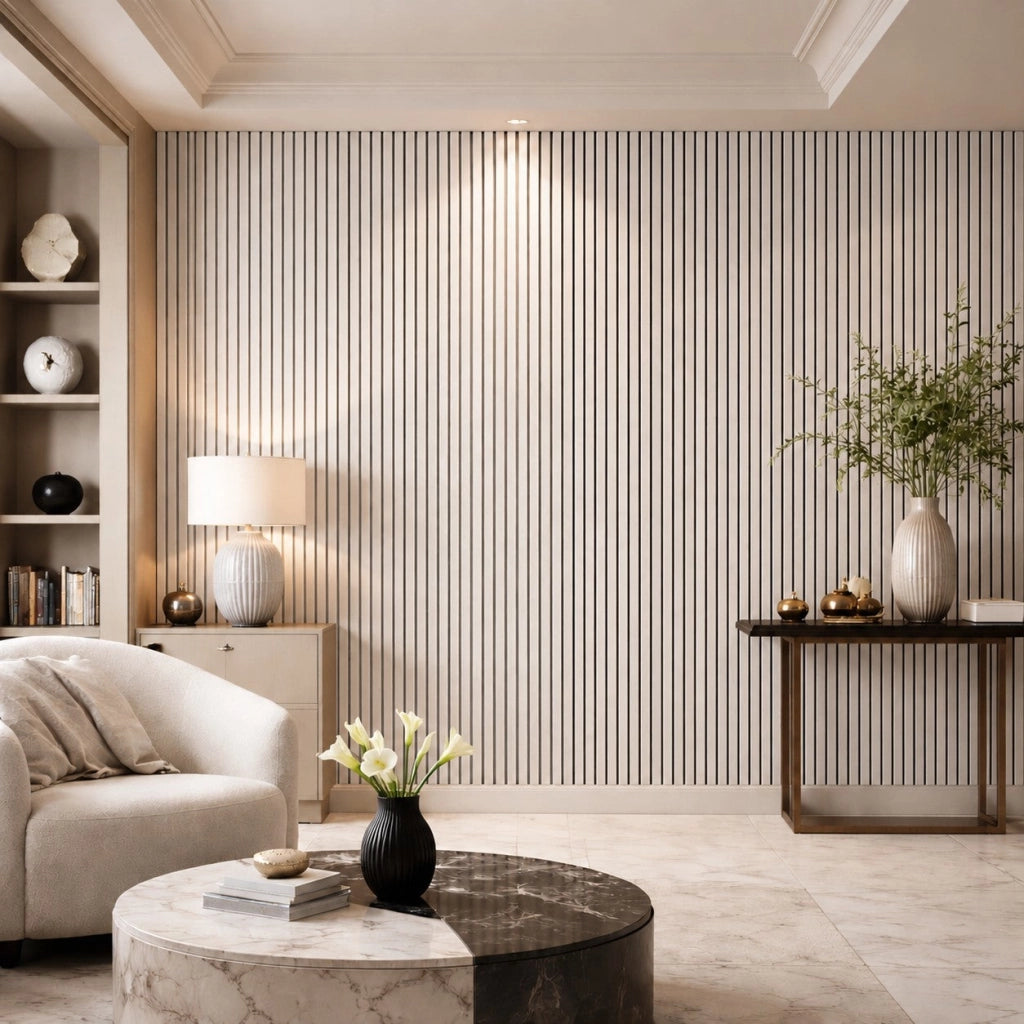 Set 10 Pezzi Pannello Decorativo a Listelli Doghe 120x30 cm in PVC Bianco