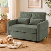 DIVANO LETTO 2 posti estraibile 166x95 cm Tessuto cotone-lino Verde Army