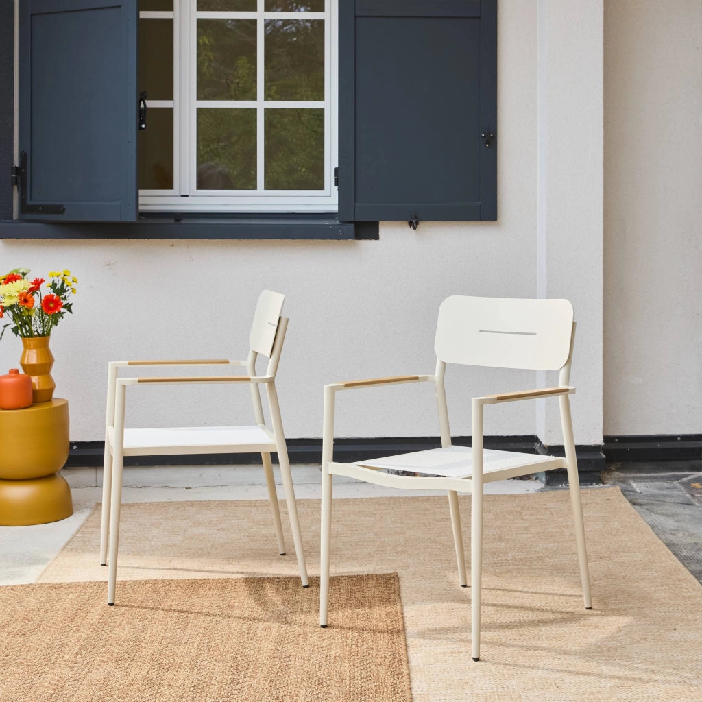 Set 2 sedie da giardino in alluminio e textilene, beige
