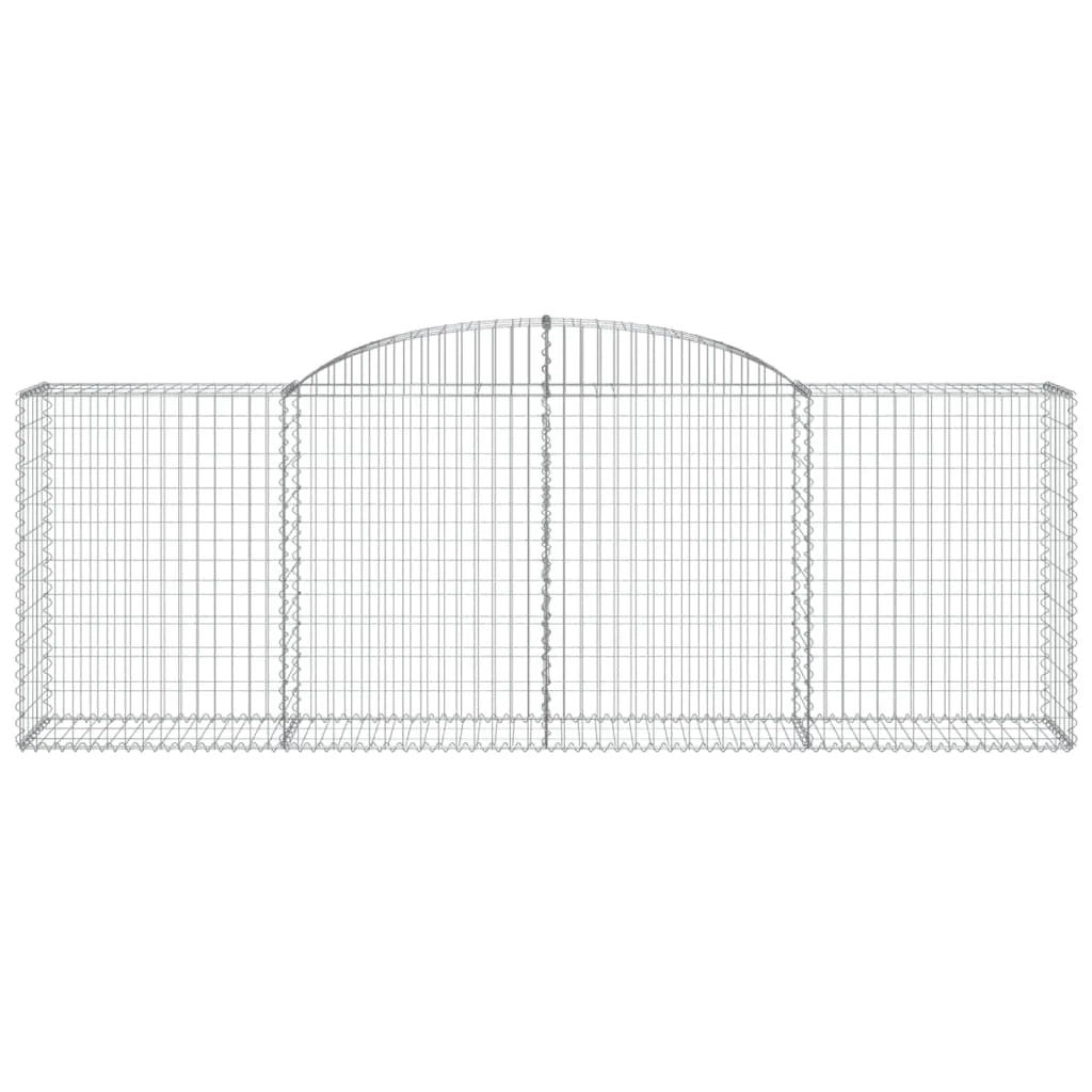 Cestini gabbioni recinzione a gabbia muro di contenimento ad arco 30 pezzi 300 x 50 x 100/120 cm ferro zincato argento 02_0040842