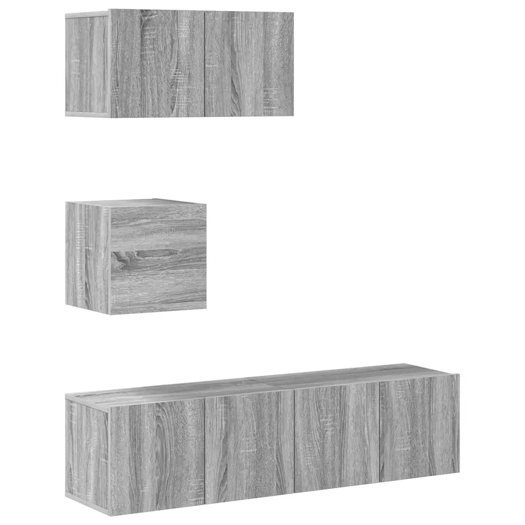Set di Mobili Porta TV 4 pz Grigio Sonoma in Legno Multistrato