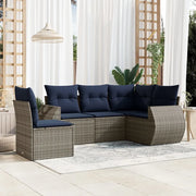 Set Divani da Giardino 5 pz con Cuscini Grigio in Polyrattan 3221370