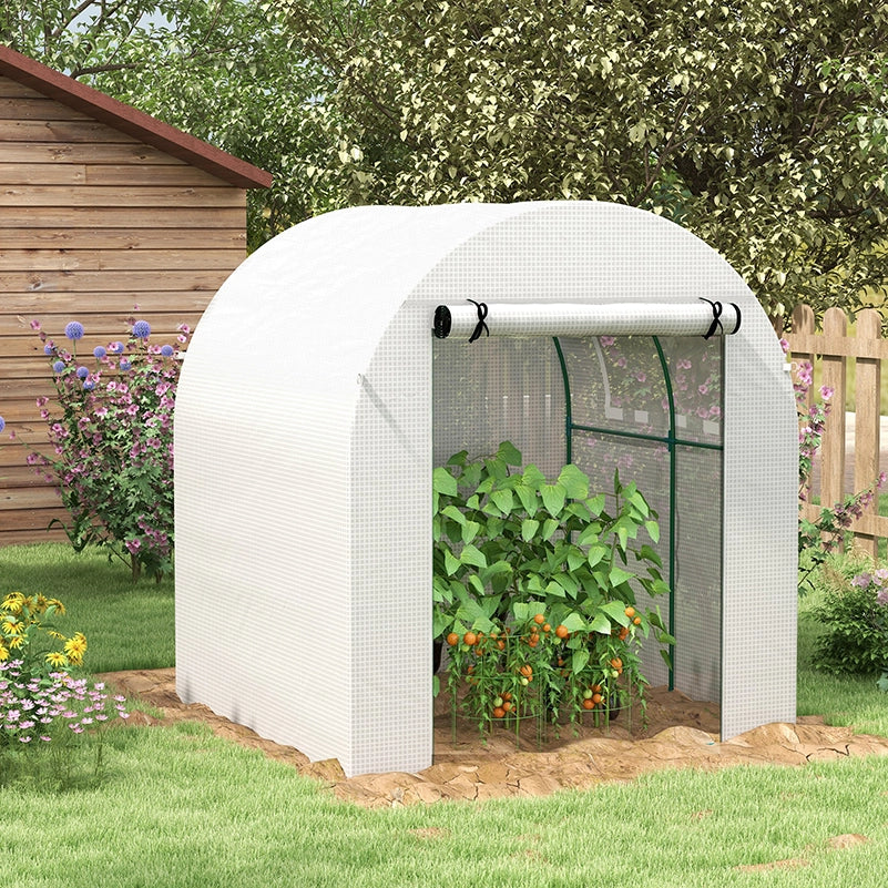 Serra da Giardino Tunnel 180x180x200 ¨C Xylo ¨C Bianco con Porta Arrotolabile e Finestra a Rete