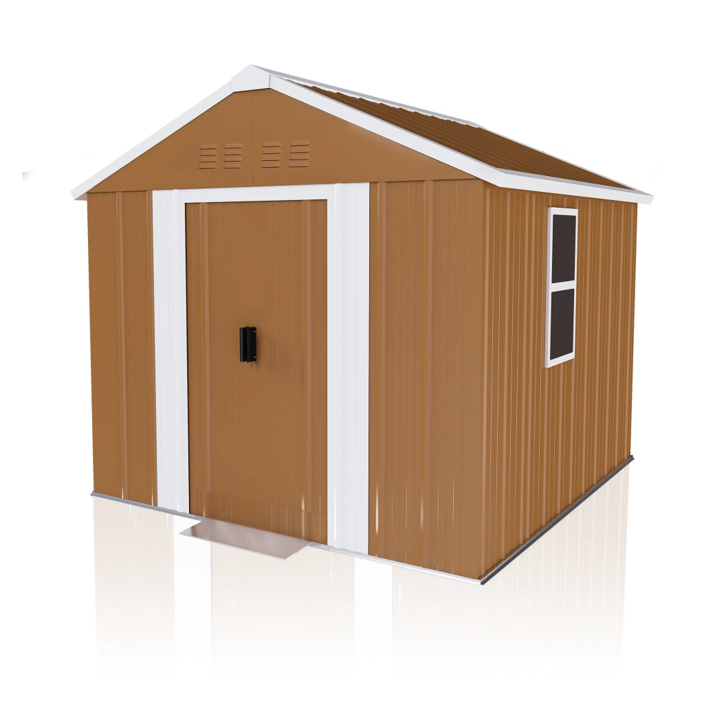 Capannone Da Giardino In Acciaio 180x96x194cm Con Finestra Porta Serrabile E Prese D Aria Senza Piatto Base