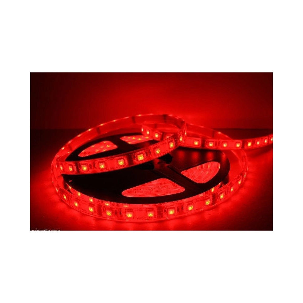 Trade Shop - Bobina Striscia Strip Led 5050 Flessibile 5m Adesiva Luce Interno Esterno Ip65 - -rosso      -