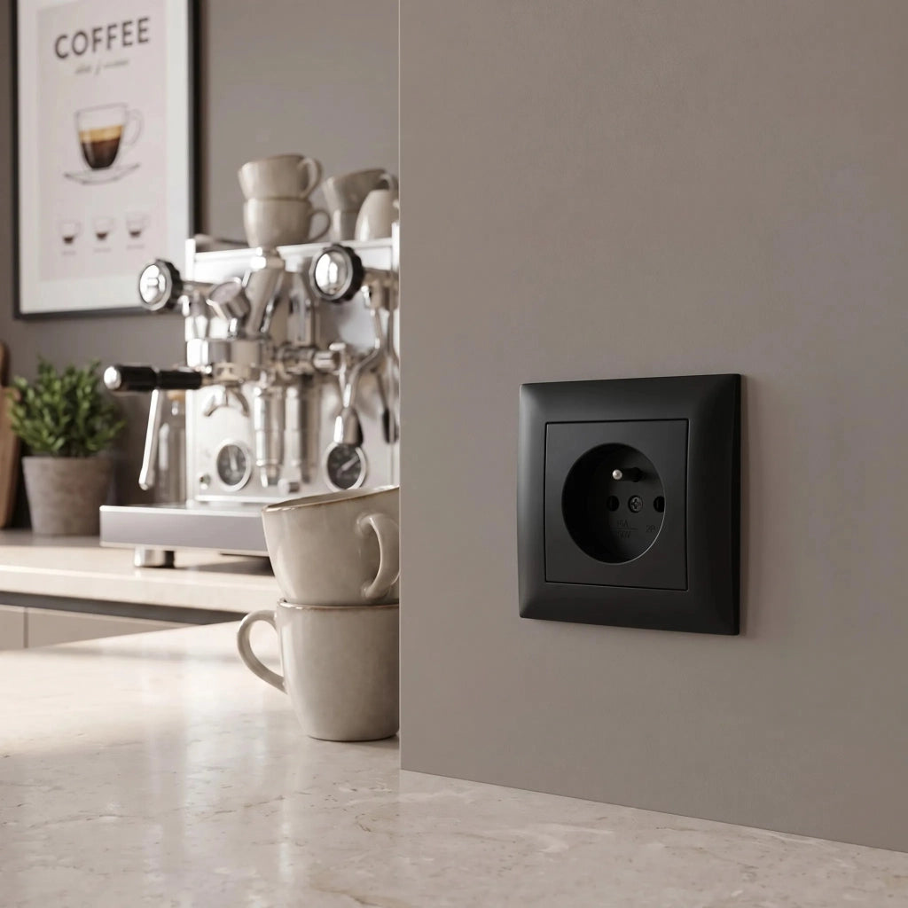 Presa Singola Con Messa A Terra Oste Jnh001-g Black