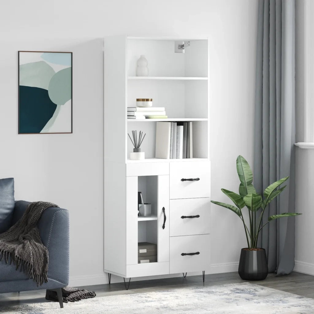 Credenza Bianca 69,5x34x180 cm in Legno Multistrato 3189501
