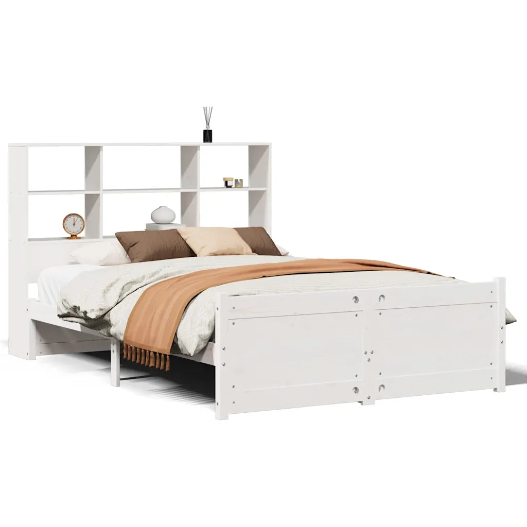 Letto Libreria senza Materasso Bianco 140x190 cm Legno di Pino 3322464