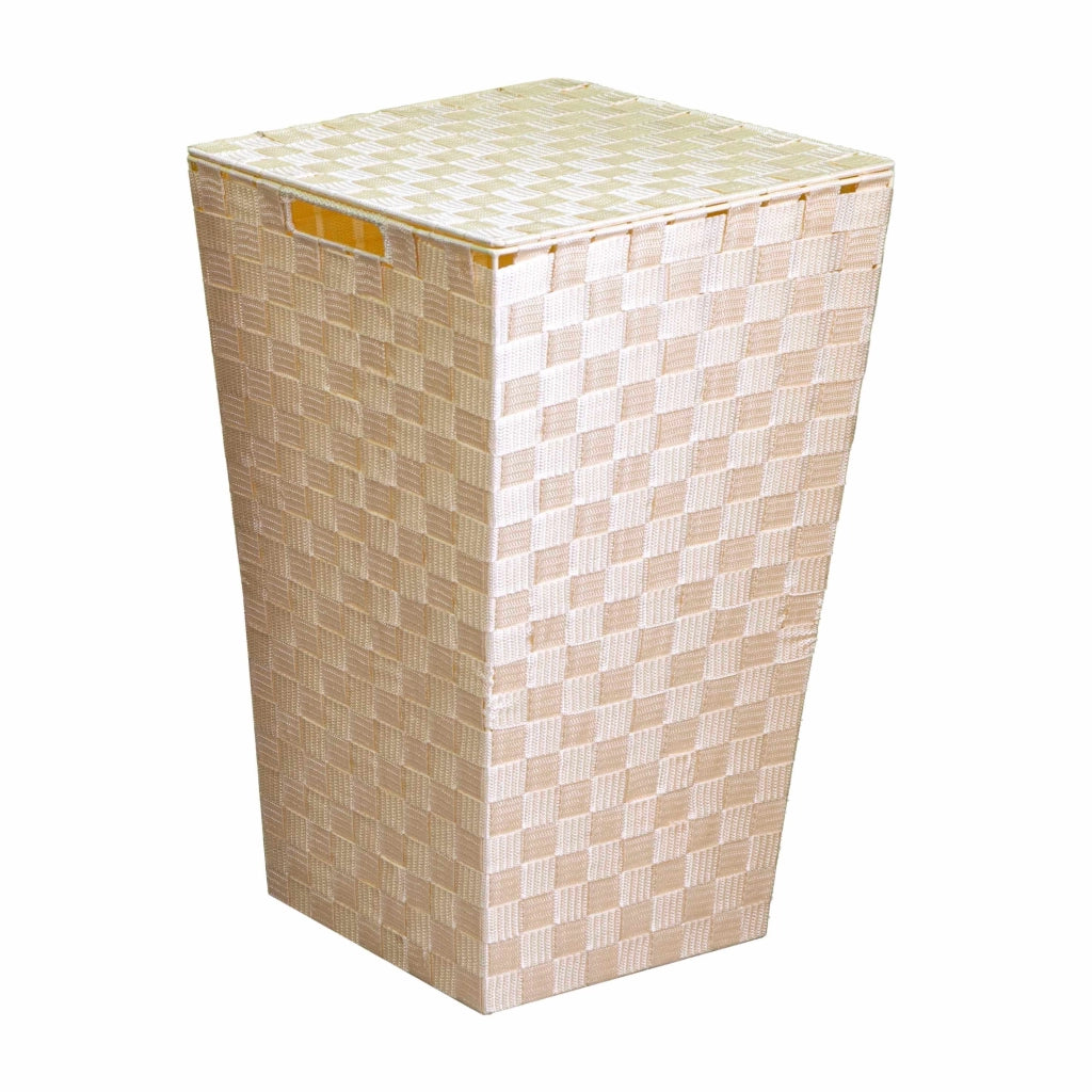 Cesto Portabiancheria in poliestere crema quadro cm 33x33xh53