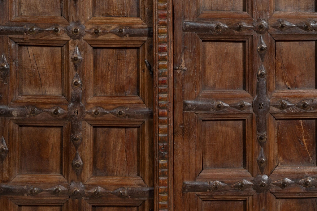 Biscottini Porta portone in legno massello e ferro da interno o da esterno vecchia e antica medievale scorrevole
