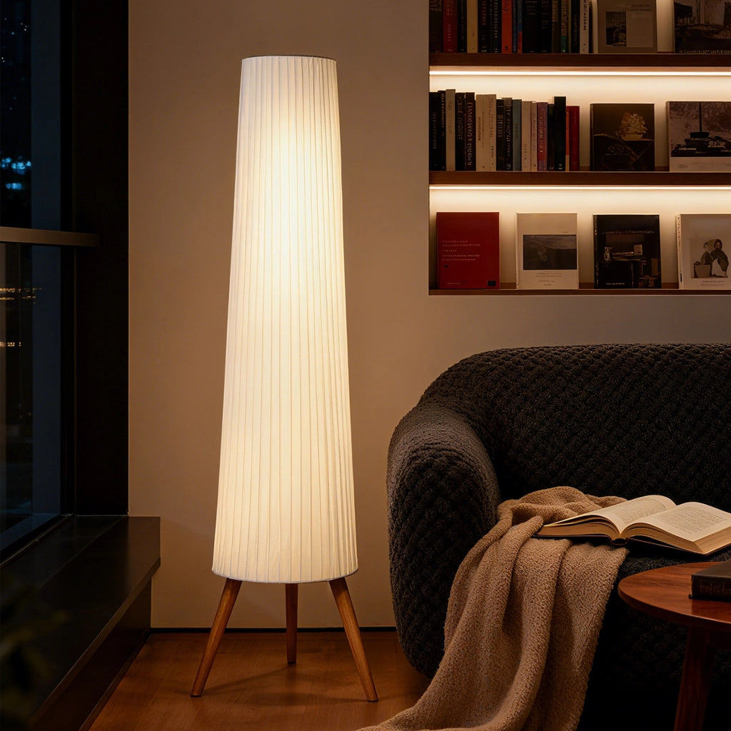 Lampada da terra ¨C zephmum ¨C Bianco, Legno, 46x46x153 cm