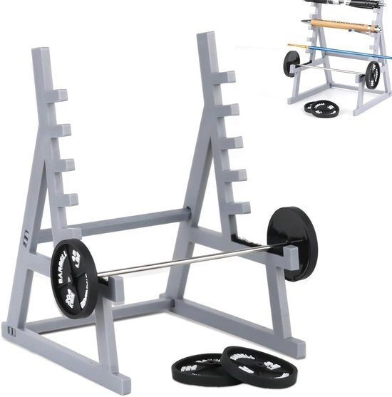Halterstang pennaio per scrivania, pennaio per scrivania con halter e pesi, pennaio per ufficio con tema fitness, pennaio per scrivania con accessori fitness