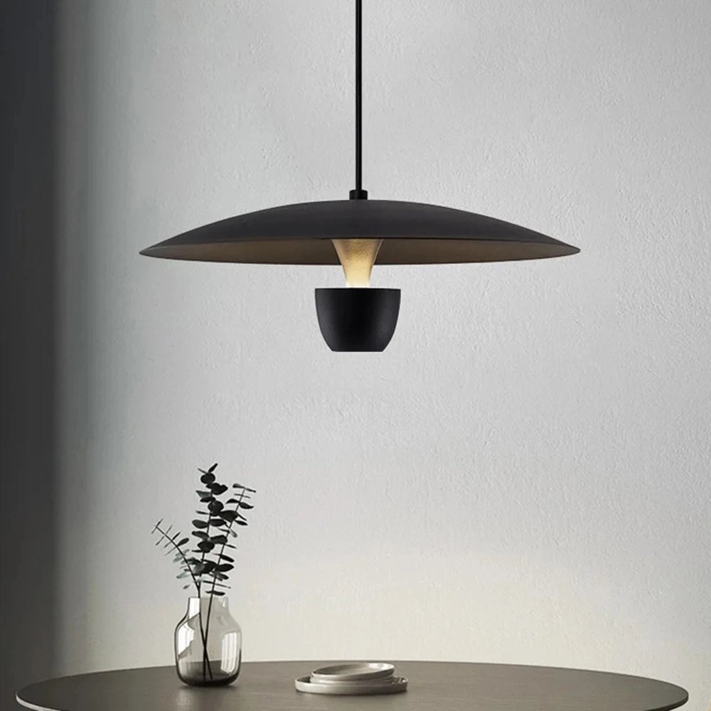 Lampadario a sospensione moderno in ferro nero da soffitto con lampada luce calda a led integrato 11 watt
