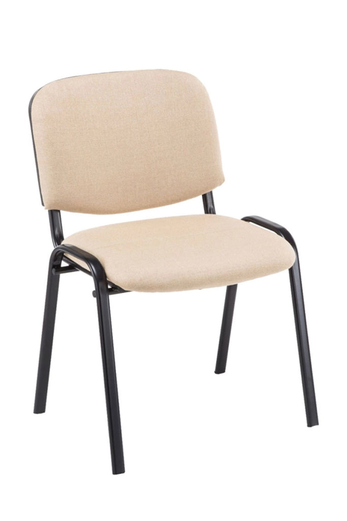 Set 4 Sedie Ufficio Visitatore Ken Imbottite In Tessuto crema