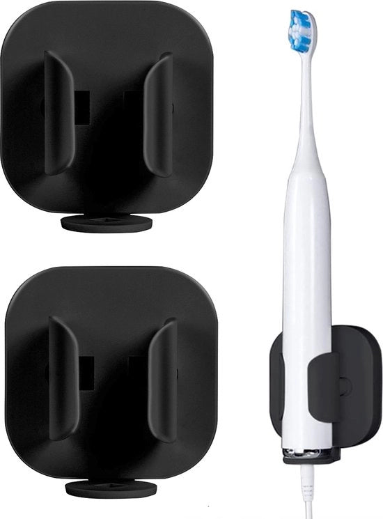 Sostegno per Spazzola Dentale - Sostegno per Spazzola Dentale Elettrica - 2 pezzi - Appeso - Adatto per Oral B - Universale - Montaggio a Parete - Nero