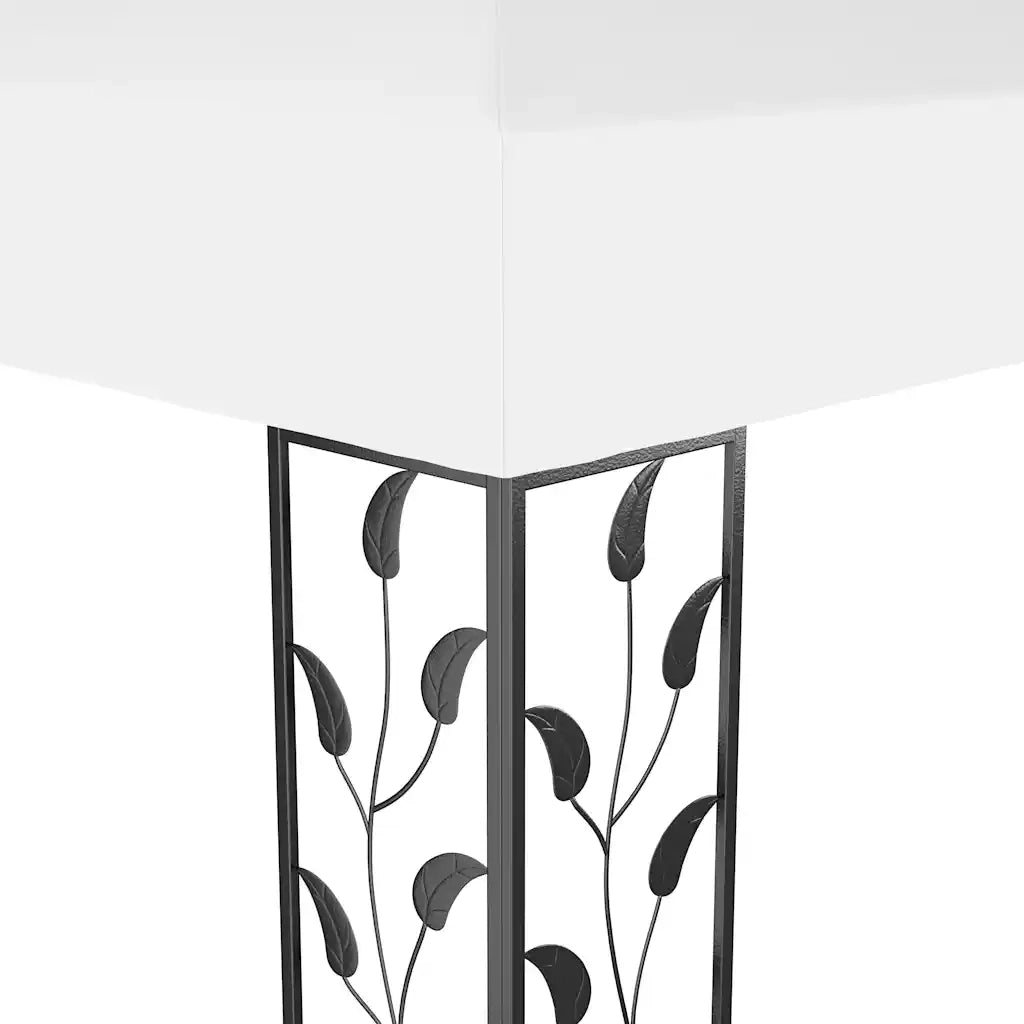 Gazebo con Tetto Doppio e Stringa di Luci LED 3x4 m Bianco