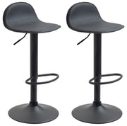 Set 2 Sgabelli Alti Lana in Similpelle nero,nero