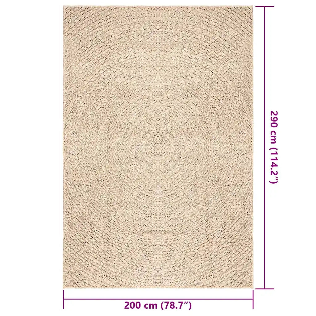 Tappeto ZIZUR Beige 200x290 cm Aspetto Iuta Interni ed Esterni 4010411