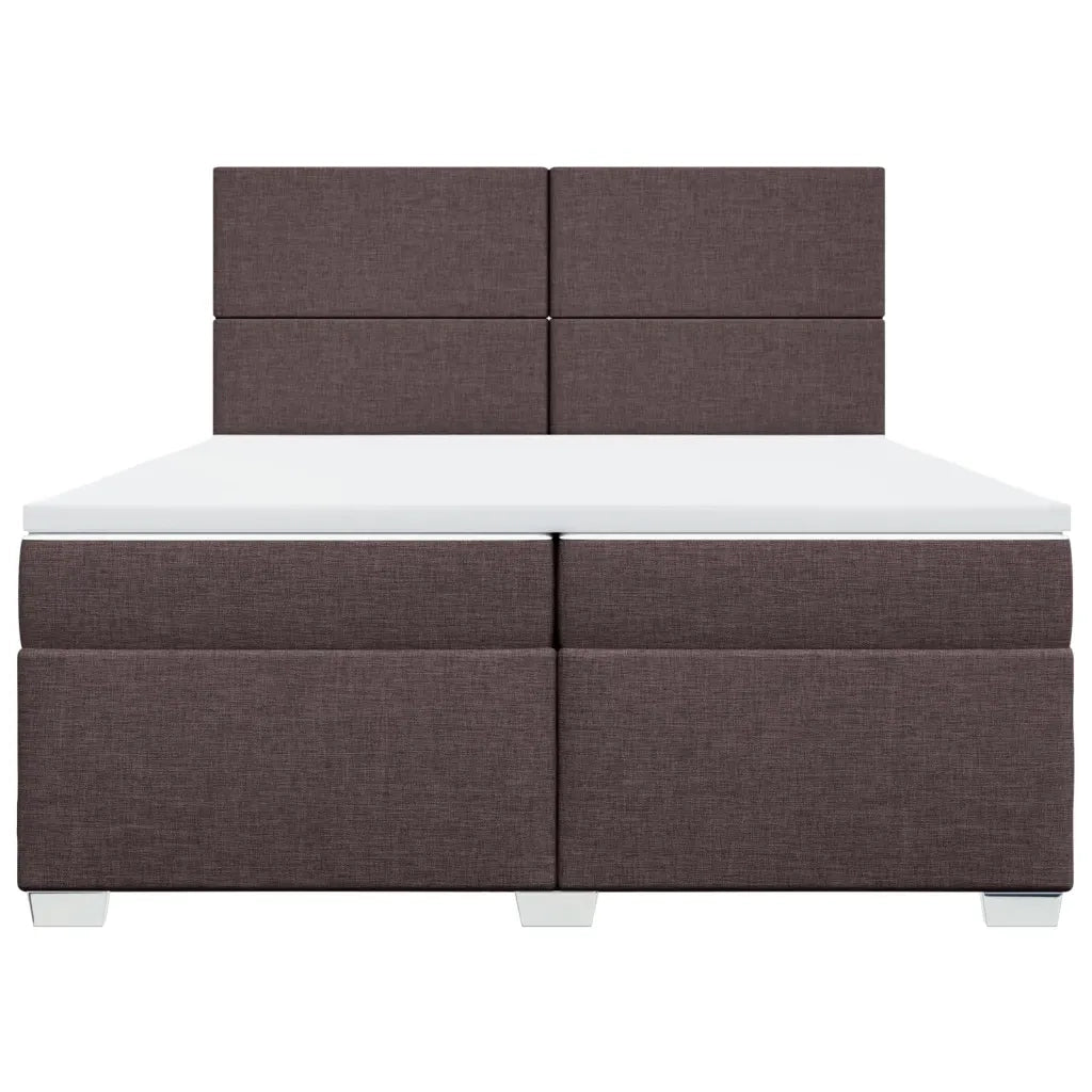 Giroletto a Molle con Materasso Marrone Scuro 200x200cm Tessuto