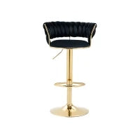 Set di 2 Sgabelli da Bar Girevoli 360° in Velluto con Altezza Regolabile, Design Lussuoso per Cucina e Sala da Pranzo, Nero