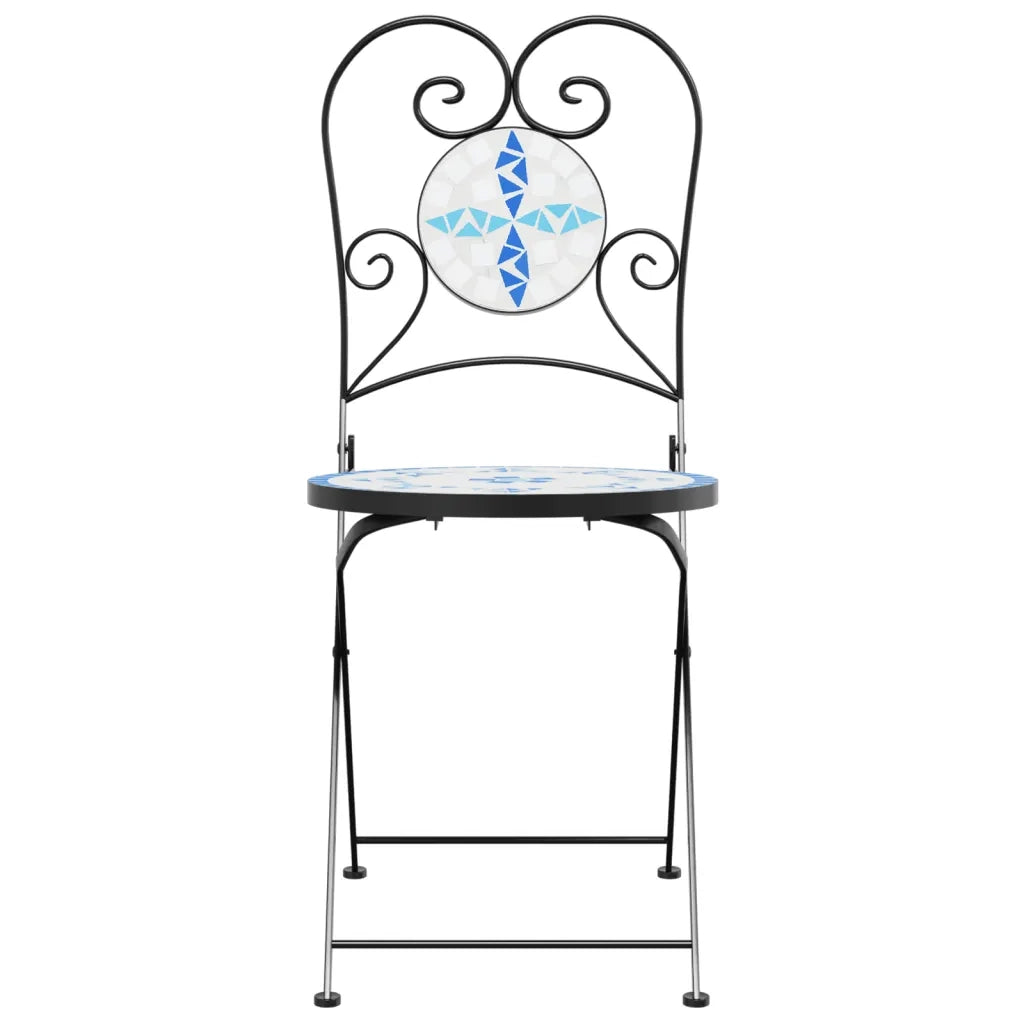 Sedie da BistrÃ² Pieghevoli 2 pz Blu e Bianco in Ceramica