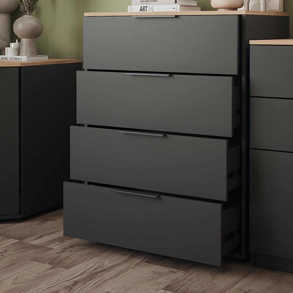 Vicco Credenza Antracite 30 x 83.6 cm con 4 cassetti
