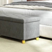 Panca Contenitore Capacità 67 L Rivestita in Velluto Carico 120 kg, 76x38x38 cm Grigio