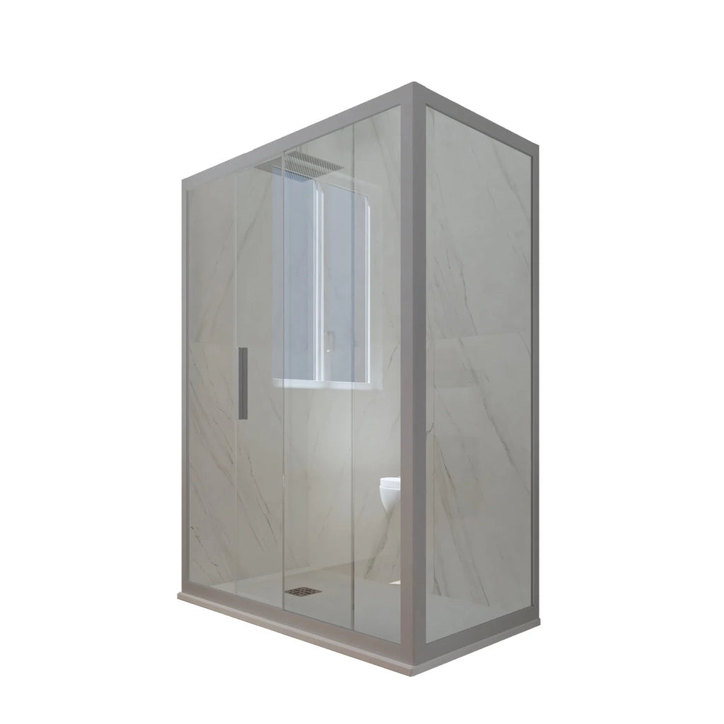 Box doccia scorrevole 75x120 CM H 200 Vetro Trasparente Profilo Silver mod. Deco Duo