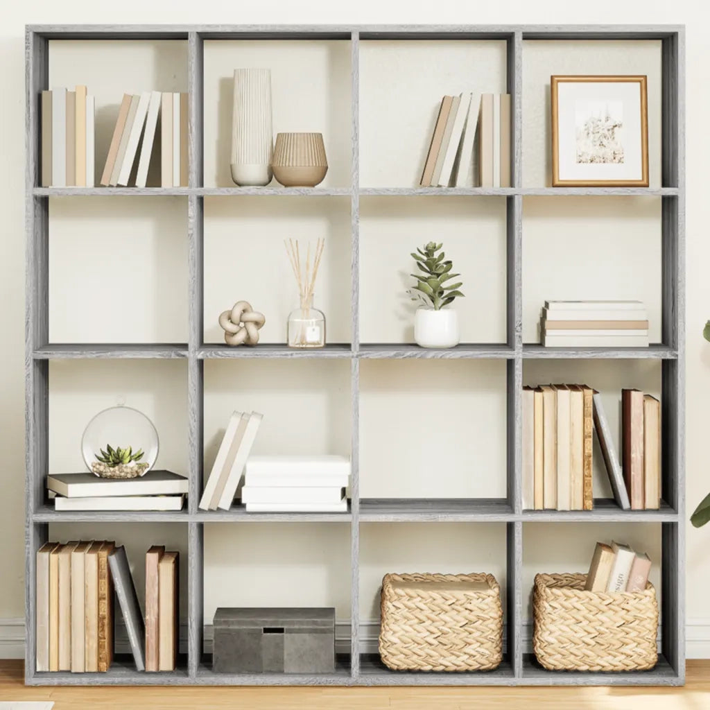 Libreria-Scaffale per Libri-Mobile di Stoccaggio Grigio Sonoma 137,5x29x137,5 cm in Legno Multistrato