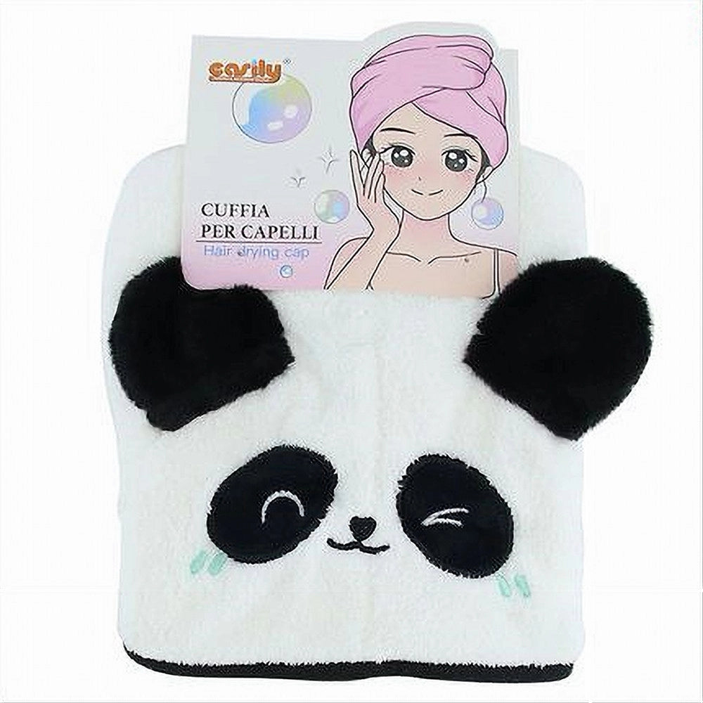 Trade Shop - Cuffia Per Capelli Asciugamano Assorbente Shampoo Bagno Doccia Asciuga Panda 10732 -