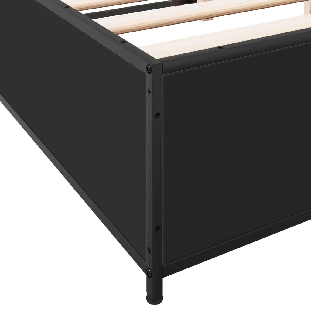 Giroletto-Struttura Letto Nero 120x200 cm in Legno Multistrato e Metallo 676661