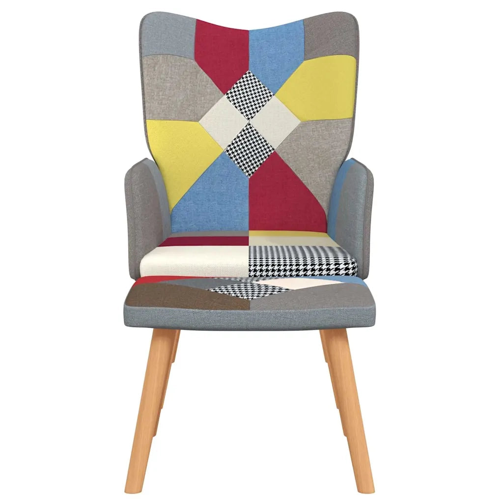 Divano Sedia-Poltrona Relax con Poggiapiedi in Tessuto Patchwork 252726