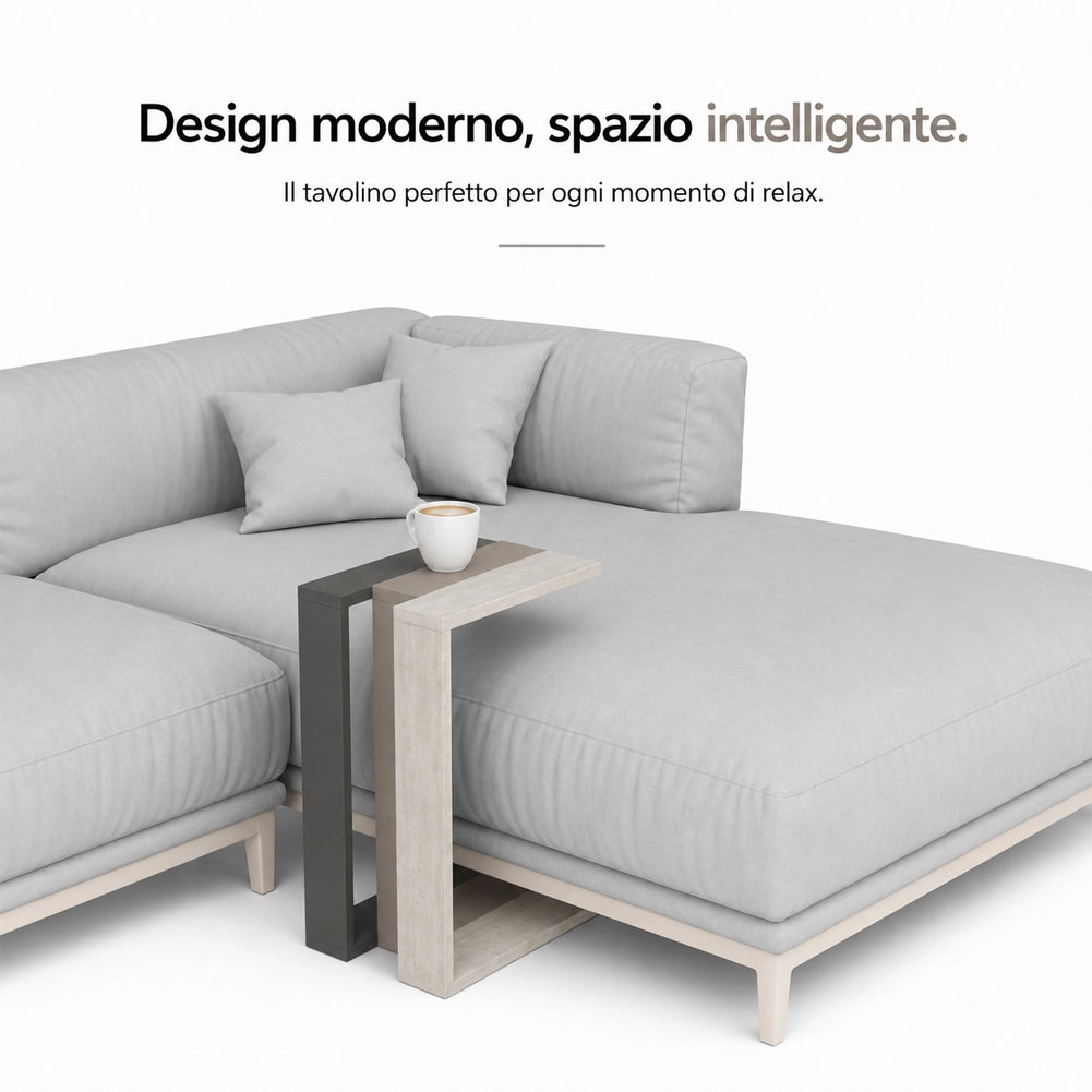 Tavolino Ausiliario Tavolo Mobile Design Moderno Antracite Bianco Antico Tortora